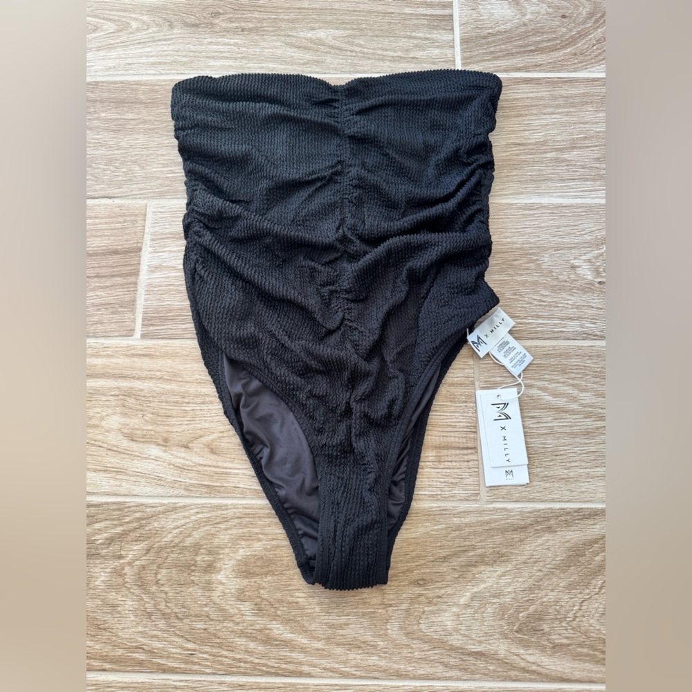 Milly Textured Ruched One-Piece Swimsuit - Picture 2 of 7